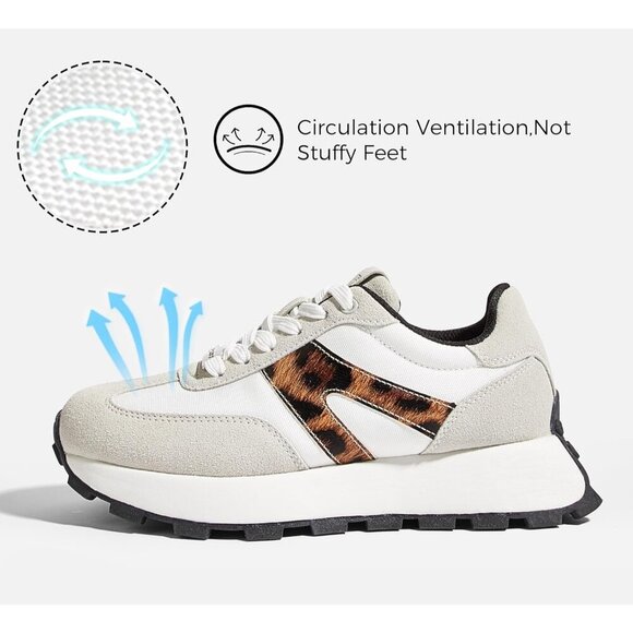 🆕 Lucky Step Casual Fashion Sneakers Women Grey Retro Classic Trainers Shoes - Picture 2 of 9